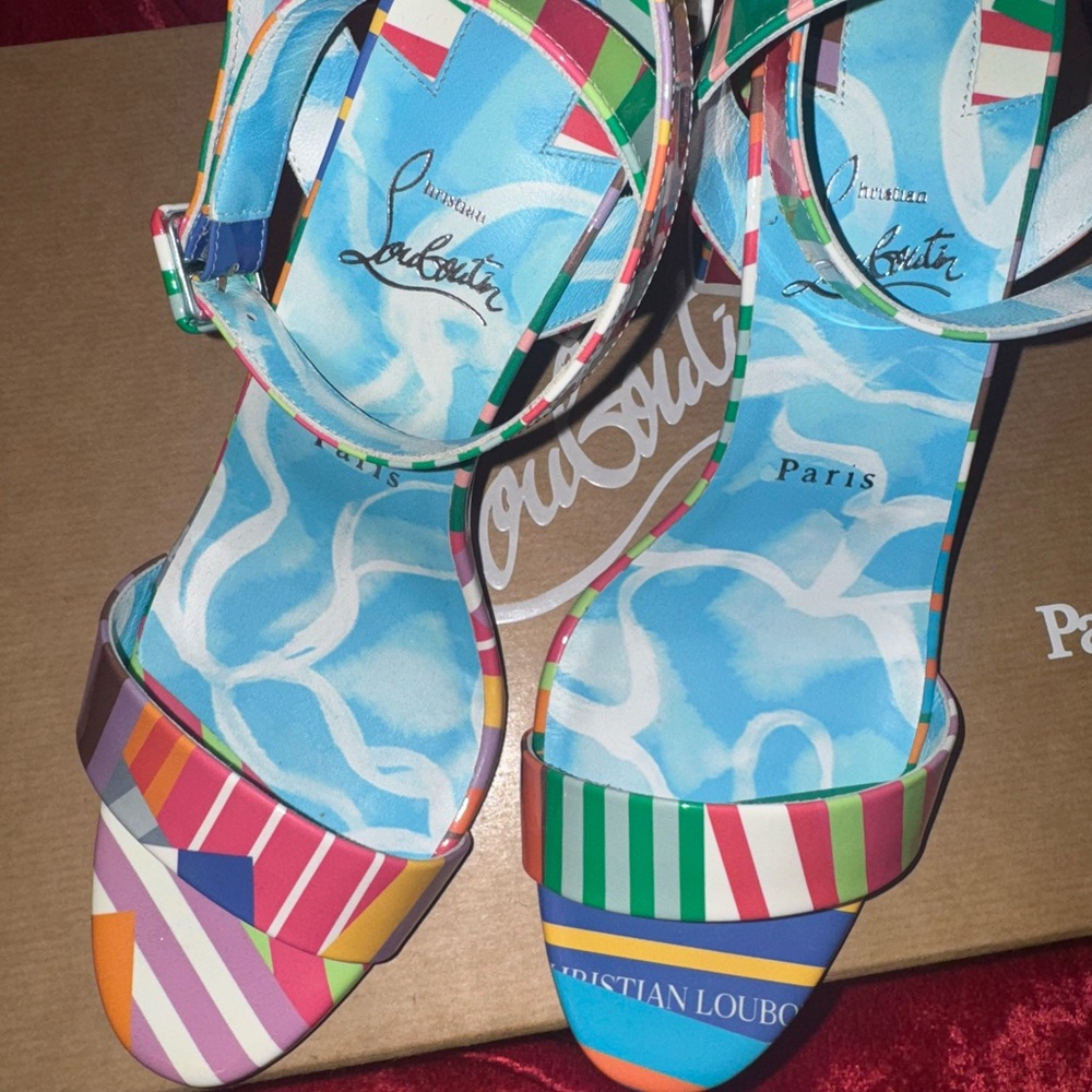 Christian Louboutin Red and Pink Wedges